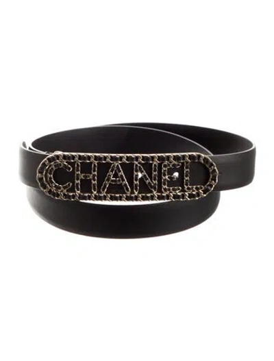 Pre-owned Chanel 2020 Chain-link Accent Belt Kit In Black