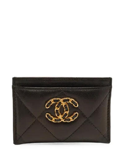 Pre-owned Chanel 2020  19 Card Holder In Black