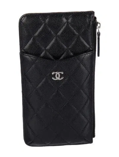 Pre-owned Chanel 2020 Classic Iphone Pouch Card Holder In Black