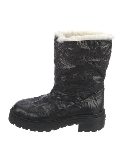 Pre-owned Chanel 2020 Coco Neige Combat Boots In Black
