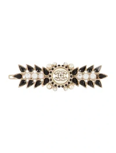 Pre-owned Chanel 2020 Crystal Hair Clip In Black