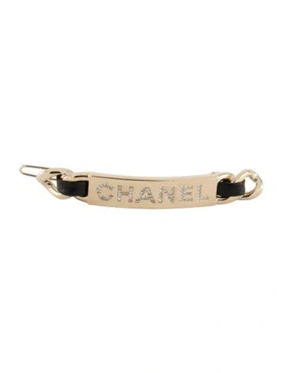 Pre-owned Chanel 2020 Crystal Hair Clip In Gold
