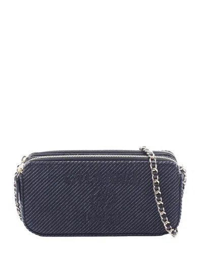 Pre-owned Chanel 2020 Denim Deauville Wallet On Chain Crossbody Bag In Blue