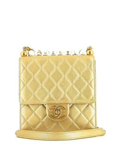 Pre-owned Chanel 2020 Diamond-quilted Shoulder Bag In Gold