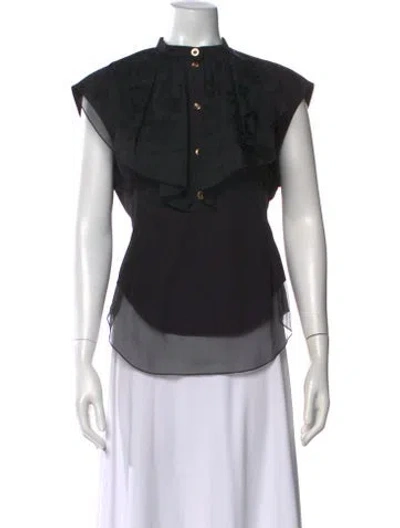 Pre-owned Chanel 2020 Floral Print Blouse In Black