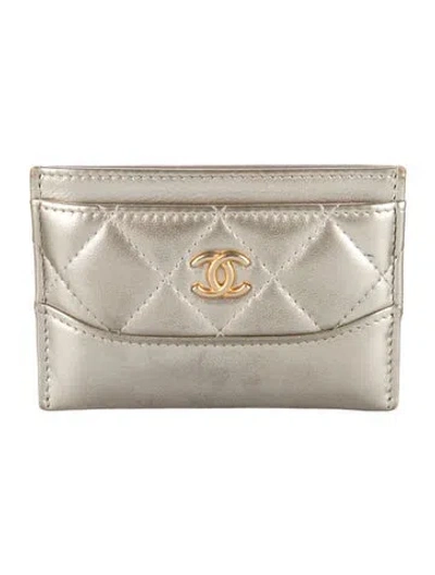 Pre-owned Chanel 2020 Gabrielle Card Holder In Gold