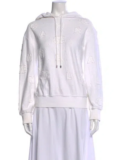 Pre-owned Chanel 2020 Graphic Print Hoodie In White
