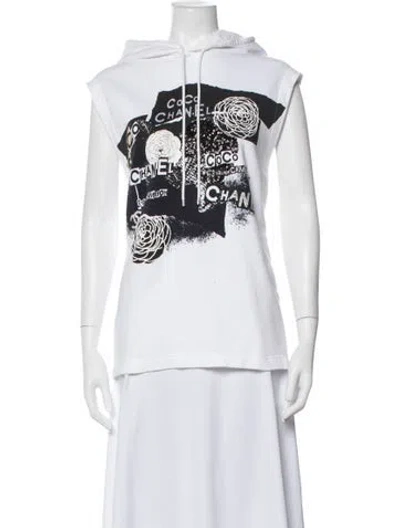 Pre-owned Chanel 2020 Graphic Print Hoodie In White