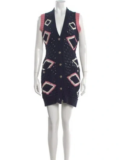 Pre-owned Chanel 2020 Graphic Print Sweater In Blue