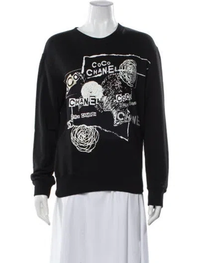 Pre-owned Chanel 2020 Graphic Print Sweatshirt In Black