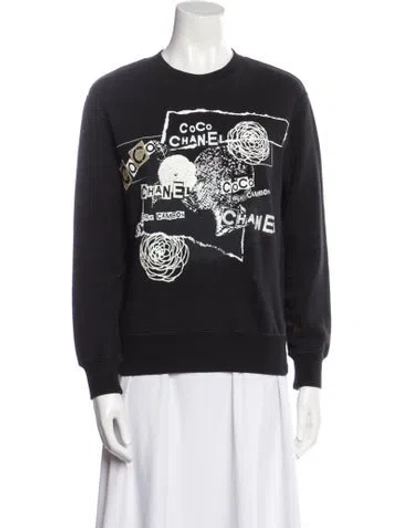 Pre-owned Chanel 2020 Graphic Print Sweatshirt In Black