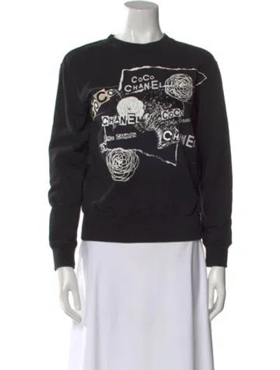 Pre-owned Chanel 2020 Graphic Print Sweatshirt In Black