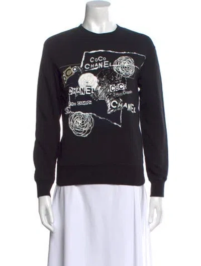 Pre-owned Chanel 2020 Graphic Print Sweatshirt In Black
