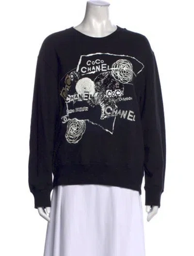 Pre-owned Chanel 2020 Graphic Print Sweatshirt In Black