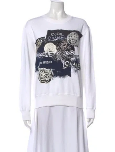 Pre-owned Chanel 2020 Graphic Print Sweatshirt In White