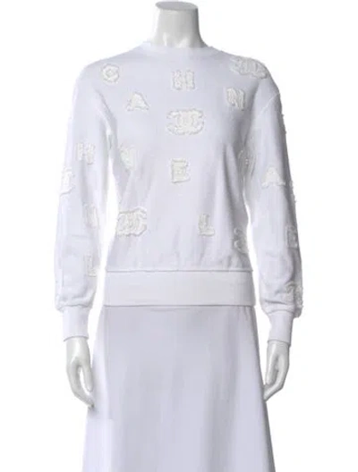 Pre-owned Chanel 2020 Graphic Print Sweatshirt In White