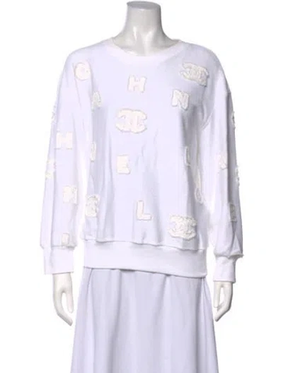 Pre-owned Chanel 2020 Graphic Print Sweatshirt In White