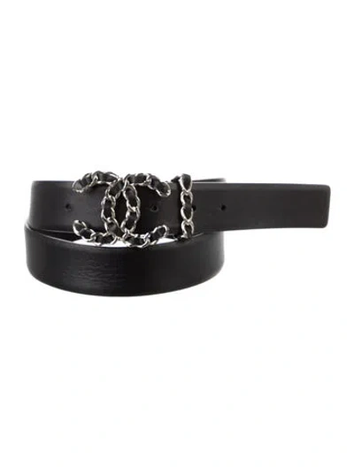 Pre-owned Chanel 2020 Interlocking Cc Logo Belt In Black