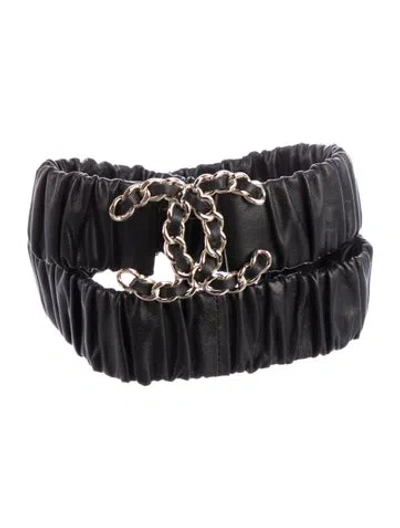 Pre-owned Chanel 2020 Interlocking Cc Logo Belt In Black