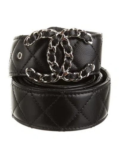 Pre-owned Chanel 2020 Interlocking Cc Logo Belt In Black