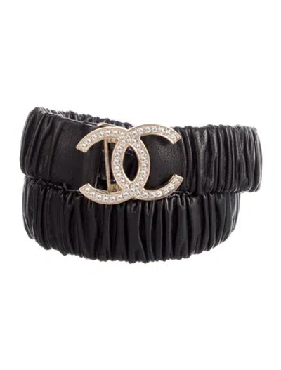 Pre-owned Chanel 2020 Interlocking Cc Logo Belt In Black