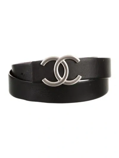 Pre-owned Chanel 2020 Interlocking Cc Logo Belt In Black