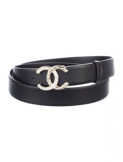 Pre-owned Chanel 2020 Interlocking Cc Logo Belt In Black