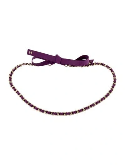 Pre-owned Chanel 2020 Interlocking Cc Logo Belt In Purple