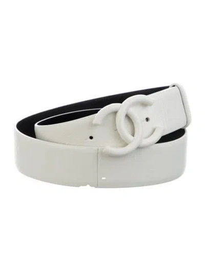 Pre-owned Chanel 2020 Interlocking Cc Logo Belt In White
