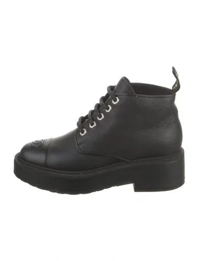 Pre-owned Chanel 2020 Interlocking Cc Logo Boots In Black