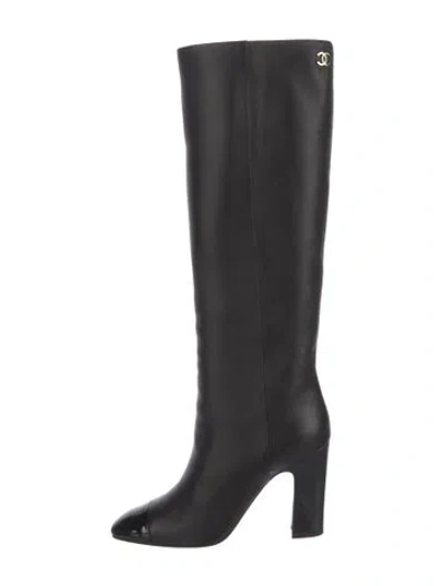 Pre-owned Chanel 2020 Interlocking Cc Logo Boots In Black