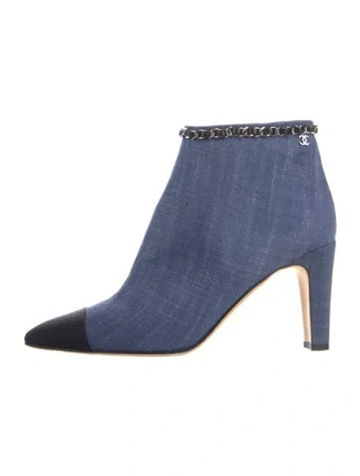 Pre-owned Chanel 2020 Interlocking Cc Logo Boots In Blue