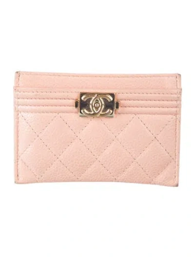 Pre-owned Chanel 2020 Interlocking Cc Logo Card Holder In Pink