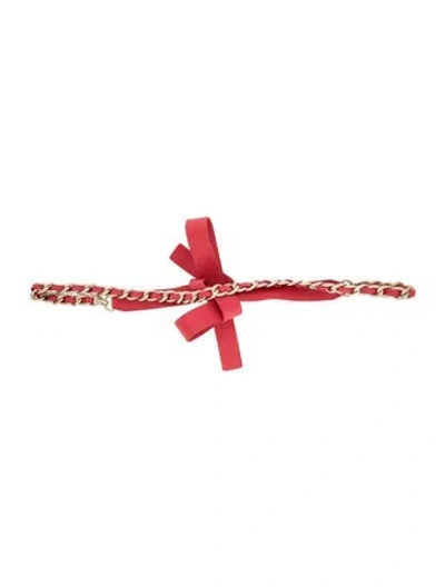 Pre-owned Chanel 2020 Interlocking Cc Logo Chain-link Belt In Red