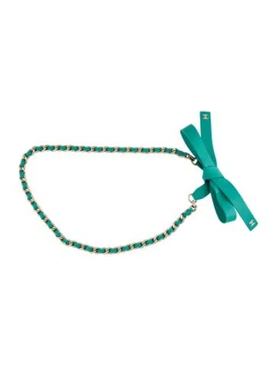 Pre-owned Chanel 2020 Interlocking Cc Logo Chain-link Belt W/ Tags In Green