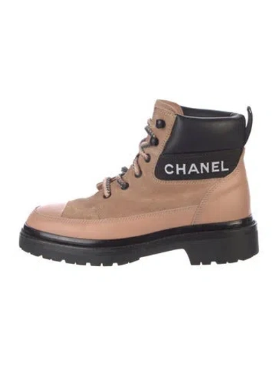 Pre-owned Chanel 2020 Interlocking Cc Logo Combat Boots