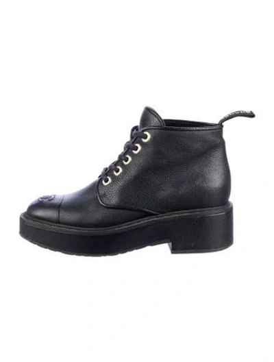 Pre-owned Chanel 2020 Interlocking Cc Logo Combat Boots In Multi
