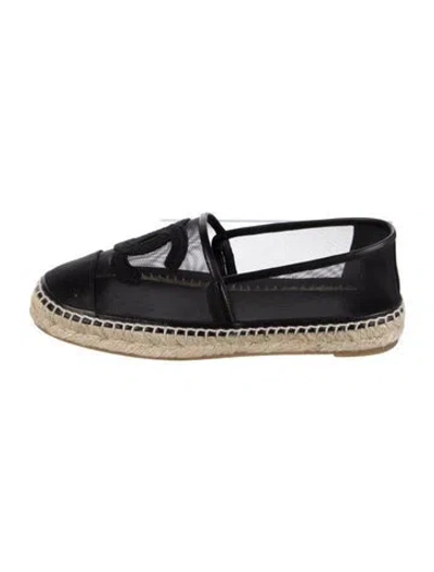 Pre-owned Chanel 2020 Interlocking Cc Logo Espadrilles In Black