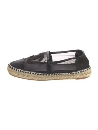 Pre-owned Chanel 2020 Interlocking Cc Logo Espadrilles In Black