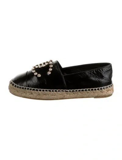Pre-owned Chanel 2020 Interlocking Cc Logo Espadrilles In Black