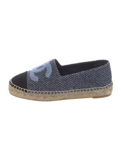Pre-owned Chanel 2020 Interlocking Cc Logo Espadrilles In Blue
