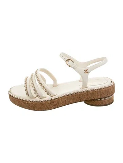 Pre-owned Chanel 2020 Interlocking Cc Logo Espadrilles In Gold