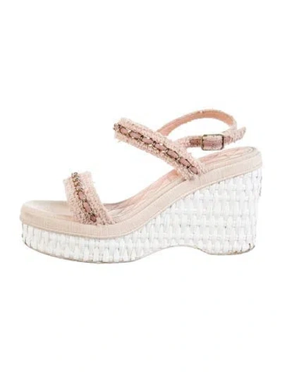 Pre-owned Chanel 2020 Interlocking Cc Logo Espadrilles In Pink