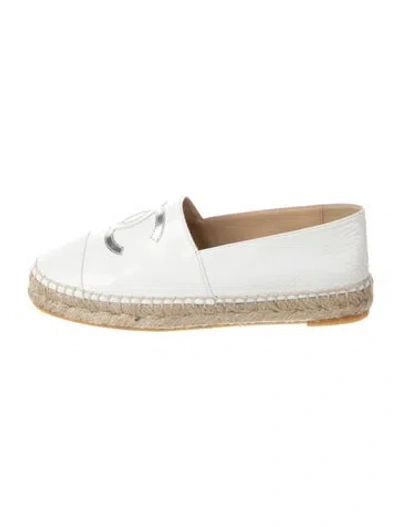 Pre-owned Chanel 2020 Interlocking Cc Logo Espadrilles In White