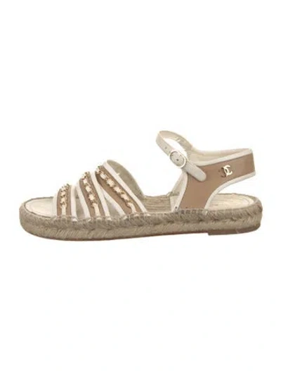 Pre-owned Chanel 2020 Interlocking Cc Logo Espadrilles In White