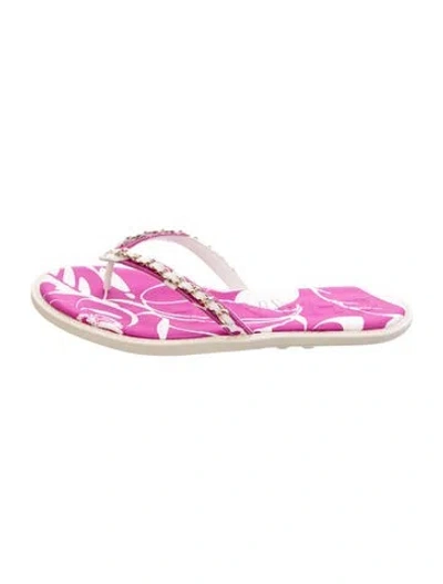Pre-owned Chanel 2020 Interlocking Cc Logo Flip Flops In Neutrals/purple