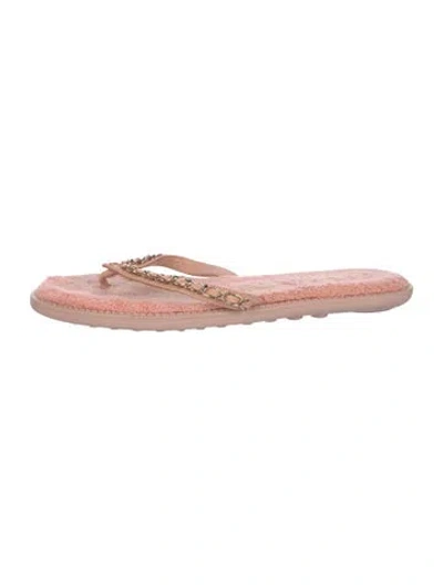 Pre-owned Chanel 2020 Interlocking Cc Logo Flip Flops In Pink