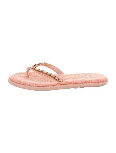 Pre-owned Chanel 2020 Interlocking Cc Logo Flip Flops In Pink