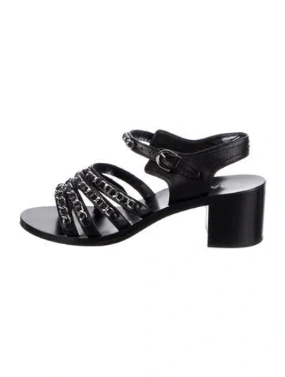 Pre-owned Chanel 2020 Interlocking Cc Logo Gladiator Sandals In Black