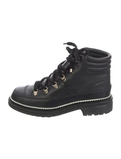 Pre-owned Chanel 2020 Interlocking Cc Logo Hiking Boots In Black